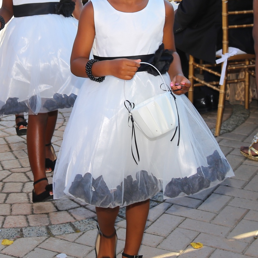 Black and White Flower Girl Dress